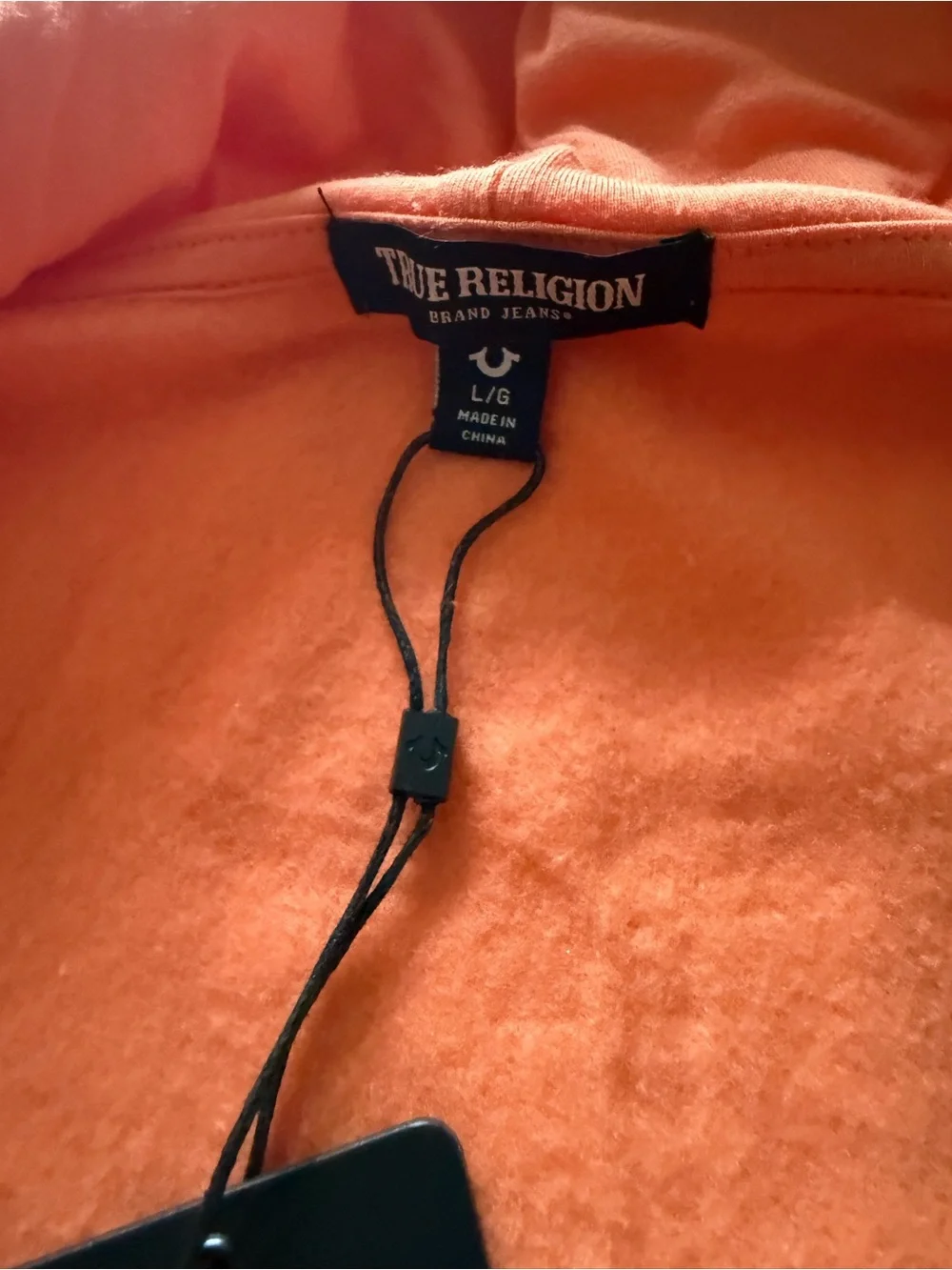 TRUE RELIGION Dome Zip Hoodie  Papaya Orange Mens Size Large RETAIL $119 NWT